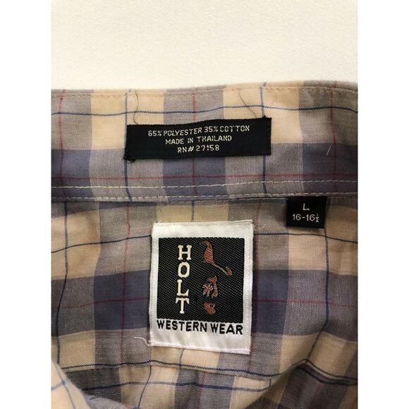 Holt Western Wear Shirt MEDIUM Pearl Snaps Rodeo Plaid Cowboy Vintage - Picture 7 of 7